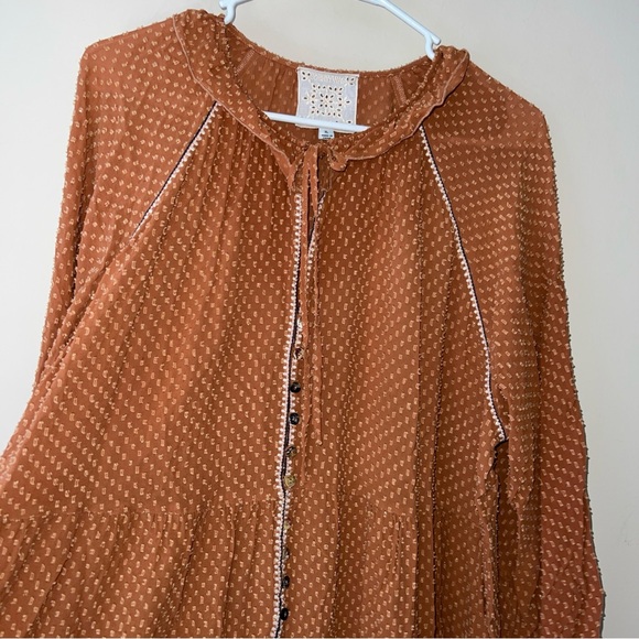 Johnny Was Orla Dress Orange Tiered Embroidered Ruffle Women’s Size XL - Picture 6 of 10